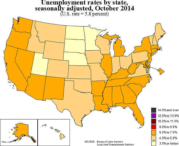 state unemployment map 10/14